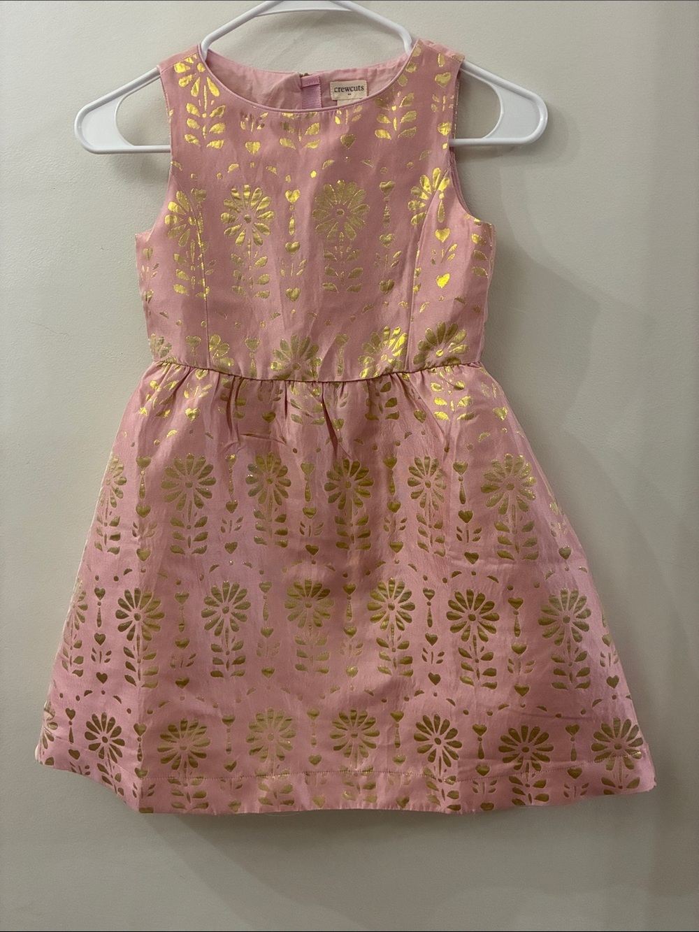 Crewcuts Girls' Pink Dress with Gold Floral Print - size 8